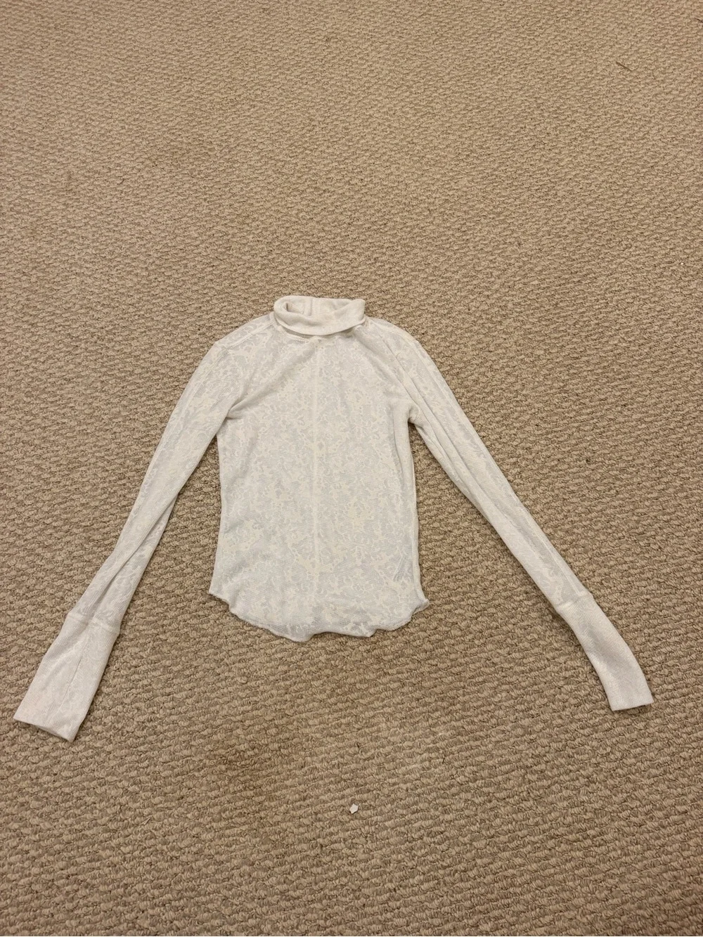 Free People  Lace Mock Neck Long Sleeve Top See through